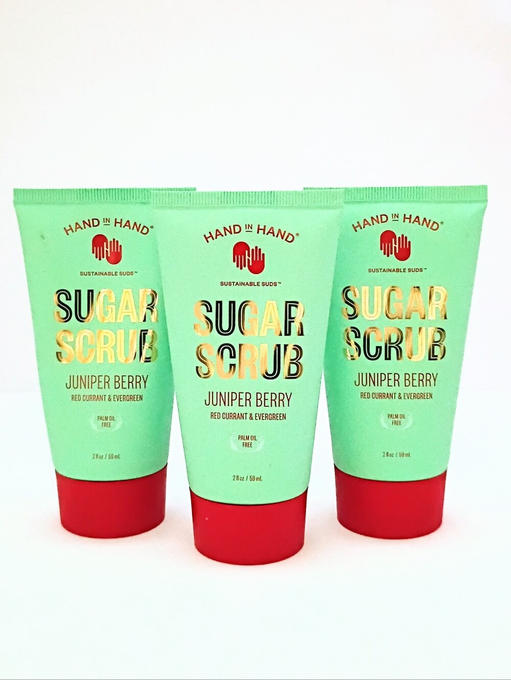 Hand in Hand Sugar Scrub Juniper Berry 2 oz Travel Size Bundle of 3